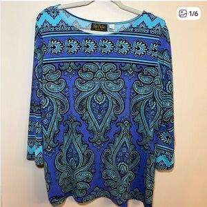 Bob Mackie Teal and Turquoise with green,Paisley design last photo best color!